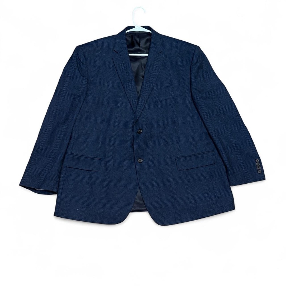 Lauren Ralph Lauren Mens 46S Blazer Blue Plaid Wool Sport Coat Preppy Dark Acade